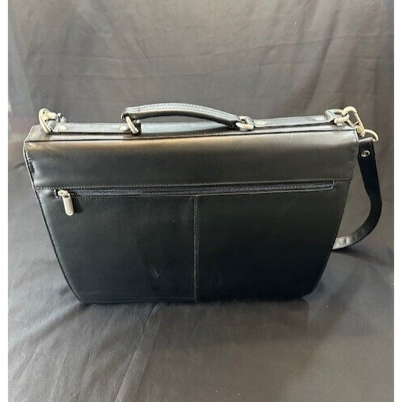 Leeds Black Leather Messenger Bag with Strap - Picture 2 of 15